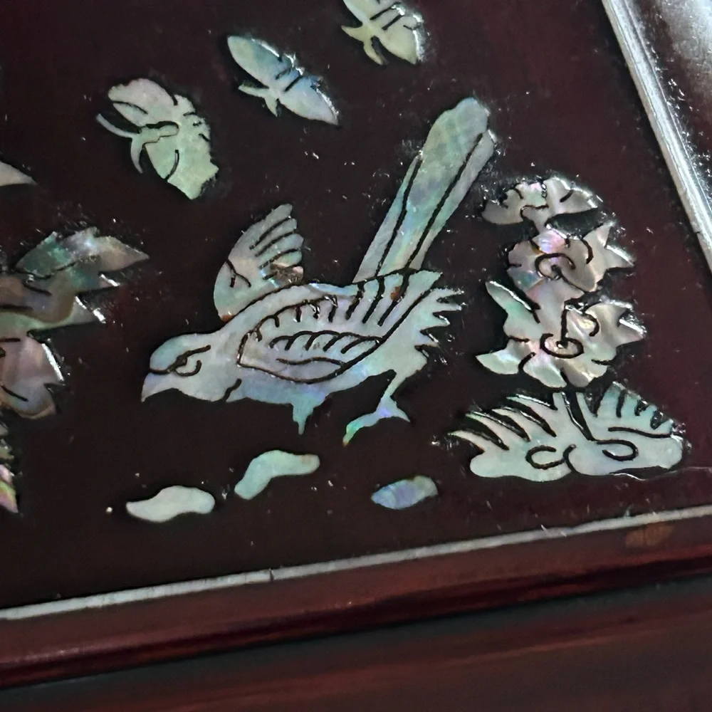 Vintage Inlaid MOP Wooden Jewelry Box